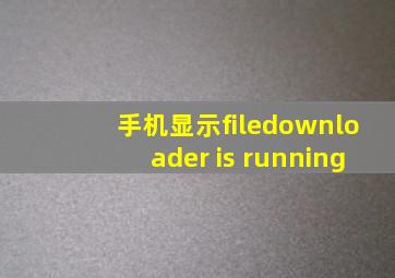 手机显示filedownloader is running